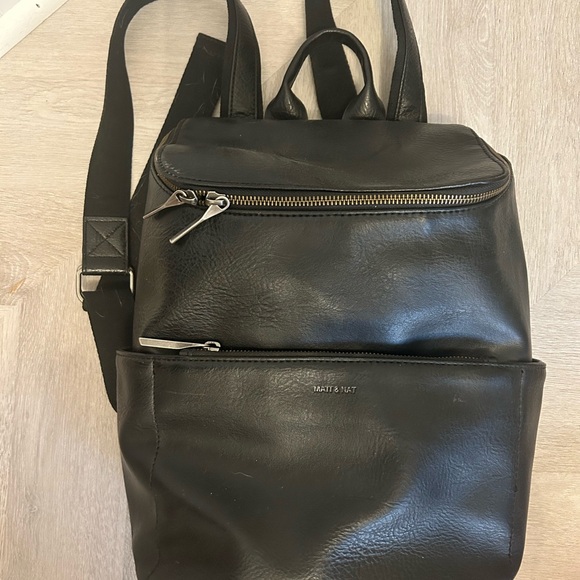 Black Vegan Leather Matt & Nat Brave Backpack for 13” Laptop - Picture 2 of 9